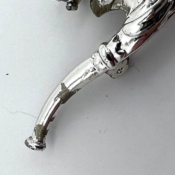Tobacco Smoking Pipe Silver Tone Brooch Lapel Pin Tie Tack With Rhinestone - Picture 11 of 11